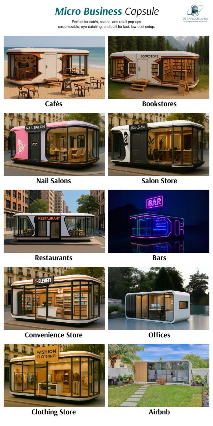 Phòng ngủ sang trọng Phòng khách hiện đại Prefab thông minh Không gian nhỏ Capsule di động Khối chứa mô-đun Capsule House Hotel 23