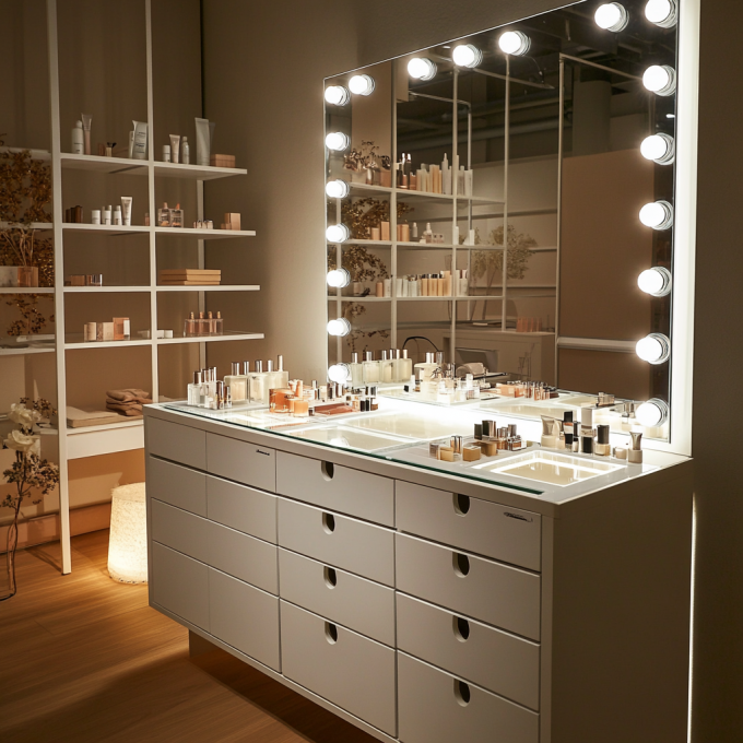Chiếc gương trang điểm với đèn Chiếc gương thẩm mỹ với 15 bóng đèn LED có thể tắt 16
