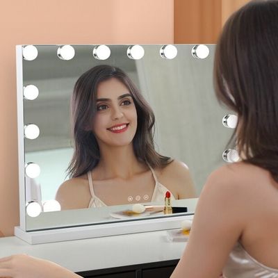Chrome hiện đại dẫn Hollywood Vanity Mirror phóng to bằng đèn