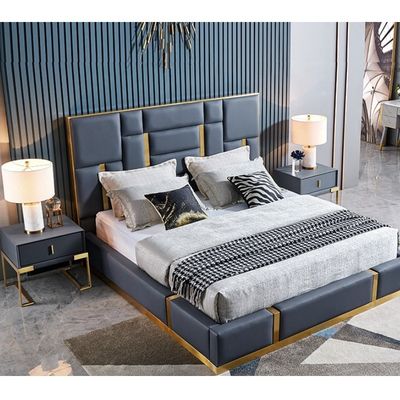 Giường gốm bằng da Modern King Bedroom Sets