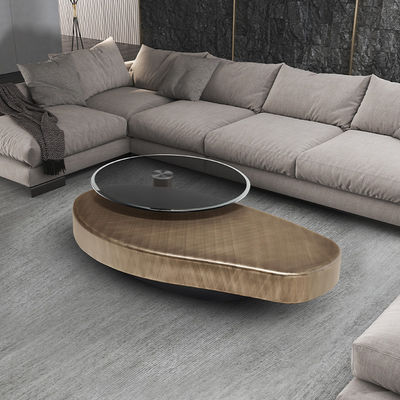 OEM Thép không gỉ Bàn cà phê tròn đương đại với cơ sở kim loại