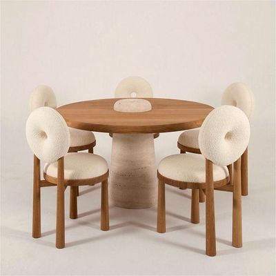 Oak gỗ Cashmere ghế ăn thịt cừu Velvet cho văn phòng hiện đại