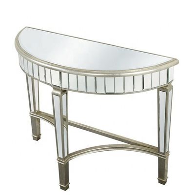 Đồ nội thất phản chiếu bạc cổ đại Demilune Console Table Custom
