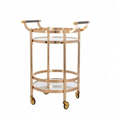 Thép khung vàng Glass Bar Cart Beverage Liquor Trolley Furniture