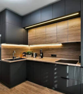 Phòng bếp góc MDF Tủ đồ ăn Trắng Đen Mô-đun
