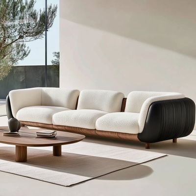 Bộ ghế sofa hiện đại 3 chỗ ngồi mềm mại phòng khách Vịnh Ghế bành Vải Boucle Trắng Chất liệu làm đầy đồ nội thất BỌT