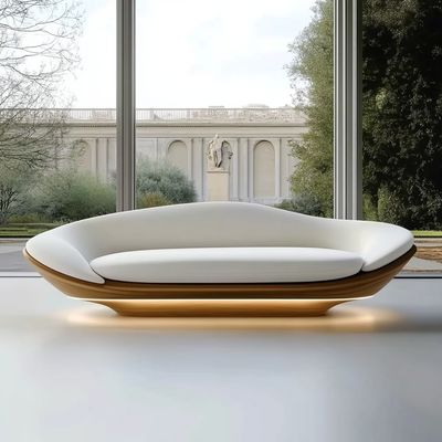Thiết kế hiện đại Đế gỗ óc chó 2 ghế ngả Lưng cong sang trọng Ghế sofa mô-đun cho Nội thất phòng ngủ khách sạn và Thiết kế nội thất