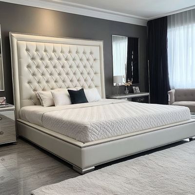 Cây màu xám Queen / King kích thước giường đôi với nút gương lấy cảm hứng từ Tổng thống và thiết kế hiện đại