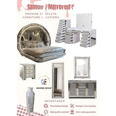 Gỗ gương kim cương khung gỗ rắn kho lưu trữ hiện đại sang trọng king-size phòng ngủ thiết lập cho nhà biệt thự phòng ngủ phòng khách