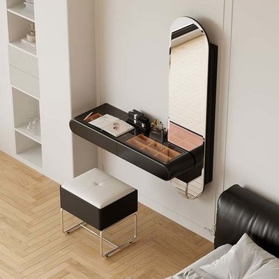 Phòng ngủ biệt thự nhỏ đen trang điểm Vanity bàn với ngăn kéo và đèn LED