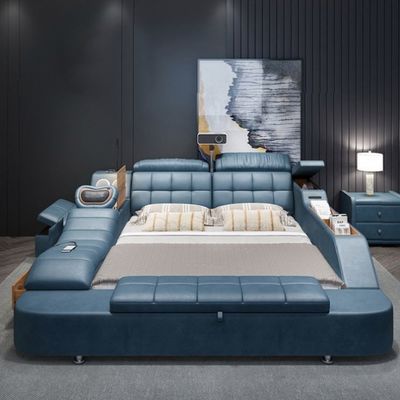 Khung giường da đa chức năng kích thước Queen Low Profile