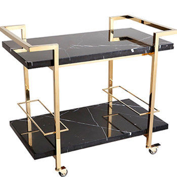 Đồ uống đá cẩm thạch Trolley Đen Trolley Rattan Bar Cart
