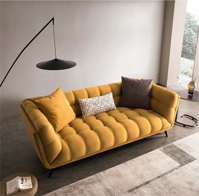 Tufted phần Loveseat ngủ ghế sofa giường kéo ra Yellow Velvet