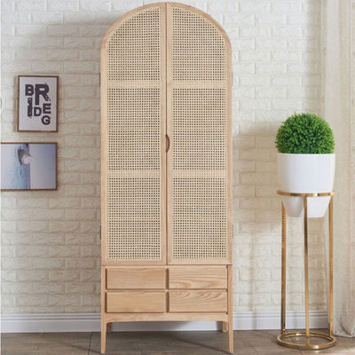 Tủ quần áo gỗ Tủ quần áo rattan hiện đại Tủ lưu trữ 2 cửa Gỗ rắn 75*58*201cm