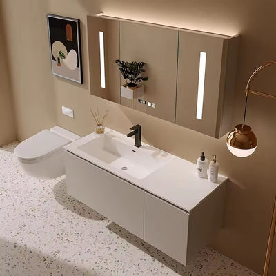 OEM trang điểm tường treo bồn rửa vanity gương LED với bồn nhựa