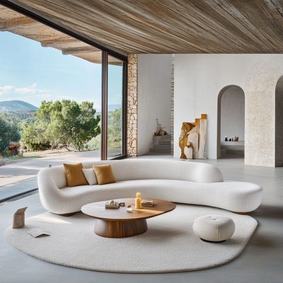 Không có thiết kế hiện đại được thổi phồng bộ ghế sofa với phong cách góc và vải nhung mô-đun cong