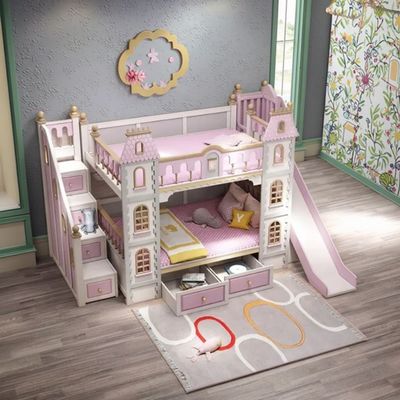 Giường tầng bằng gỗ MDF và gỗ đặc cho phòng ngủ màu xanh dương, không thể thiếu cho bé trai