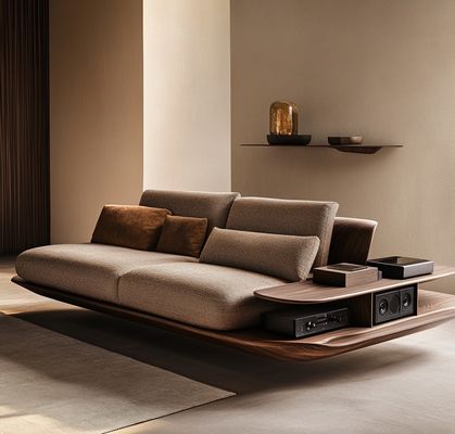 Ghế sofa kết hợp da hiện đại kiểu Ý với thiết kế gỗ Châu Âu thanh lịch và đệm mút