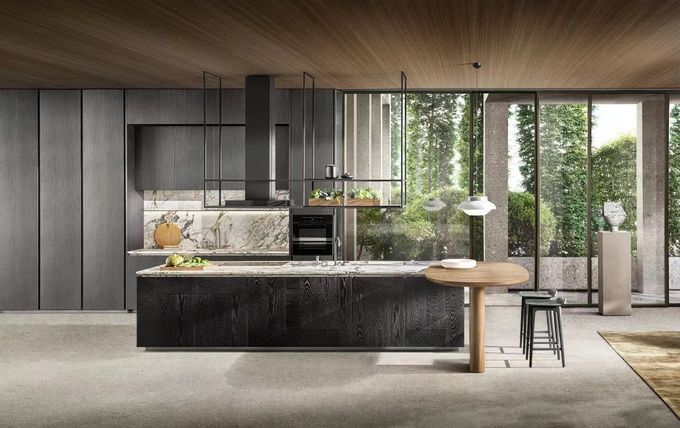 Modular Plywood Alder Tủ bếp Cửa hàng đặt tùy chỉnh 0