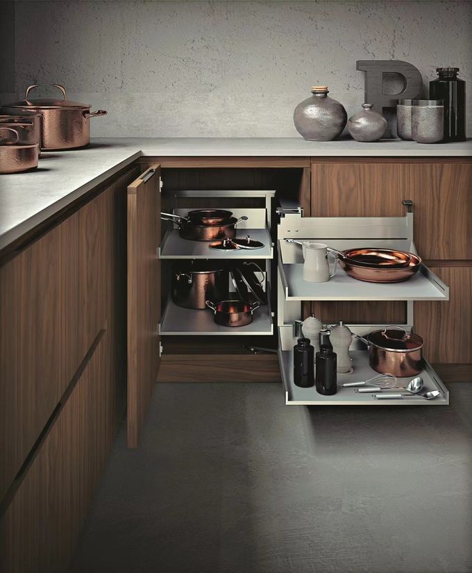Các giải pháp tủ góc mô-đun nhôm tủ bếp melamine 0