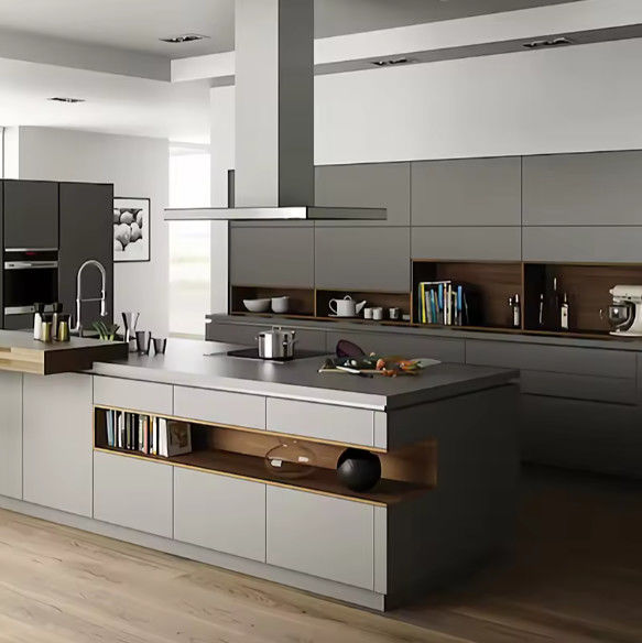 Solid Wood Modular Wall Cabinets Modular Kitchen Pantry Cabinet Sơn mạ 0
