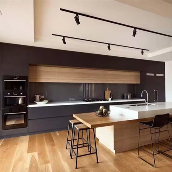 Phòng bếp góc MDF Tủ đồ ăn Trắng Đen Mô-đun 0