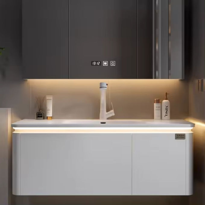 PVC gỗ dán bồn tắm phòng tắm nổi Vanity tủ hiện đại 1