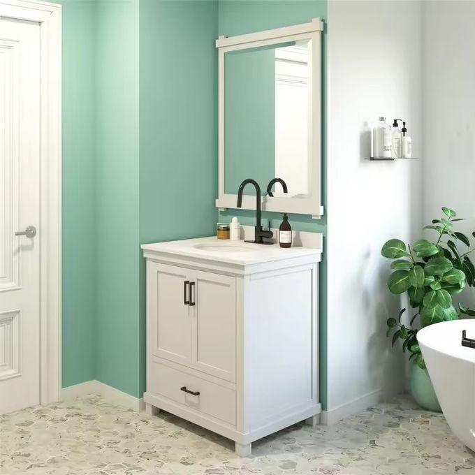 Phòng tắm gắn tường đơn vị Vanity bồn rửa và tủ MDF gỗ dán 0