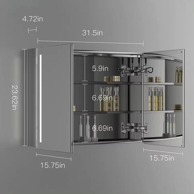 OEM trang điểm tường treo bồn rửa vanity gương LED với bồn nhựa 1