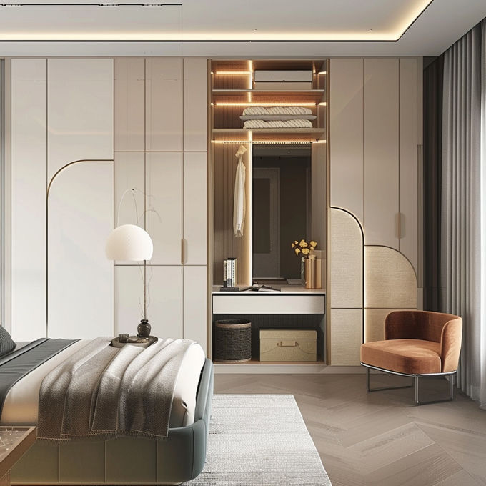 Đồ nội thất phòng ngủ hiện đại kinh tế Tủ quần áo với kho lưu trữ Tủ quần áo nội thất 0