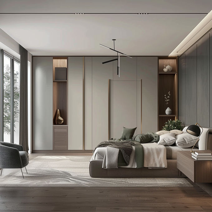Tủ quần áo / tủ quần áo được điều chỉnh bằng gỗ rắn Màu sắc tùy chỉnh Phong cách thiết kế hiện đại 1